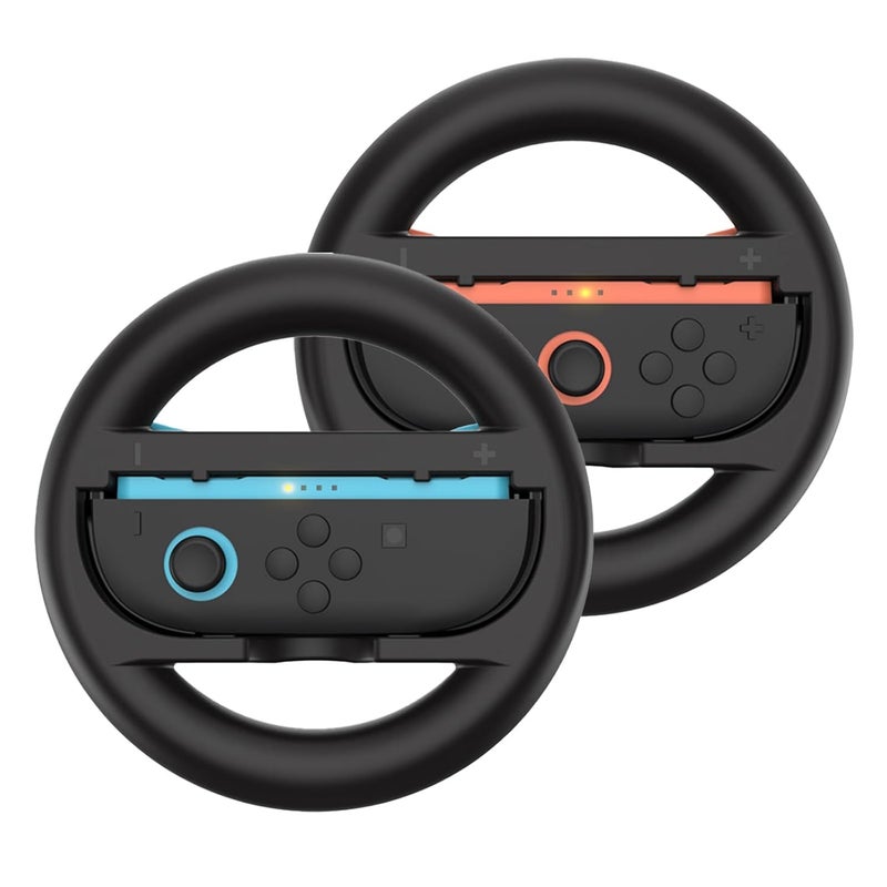 JoyHood 2 Pack Steering Wheel Compatible with Switch 2 Console Grip, Racing Wheel Accessories fits Switch 2 Joy-Con Controllers (Black+Black) - Image 1